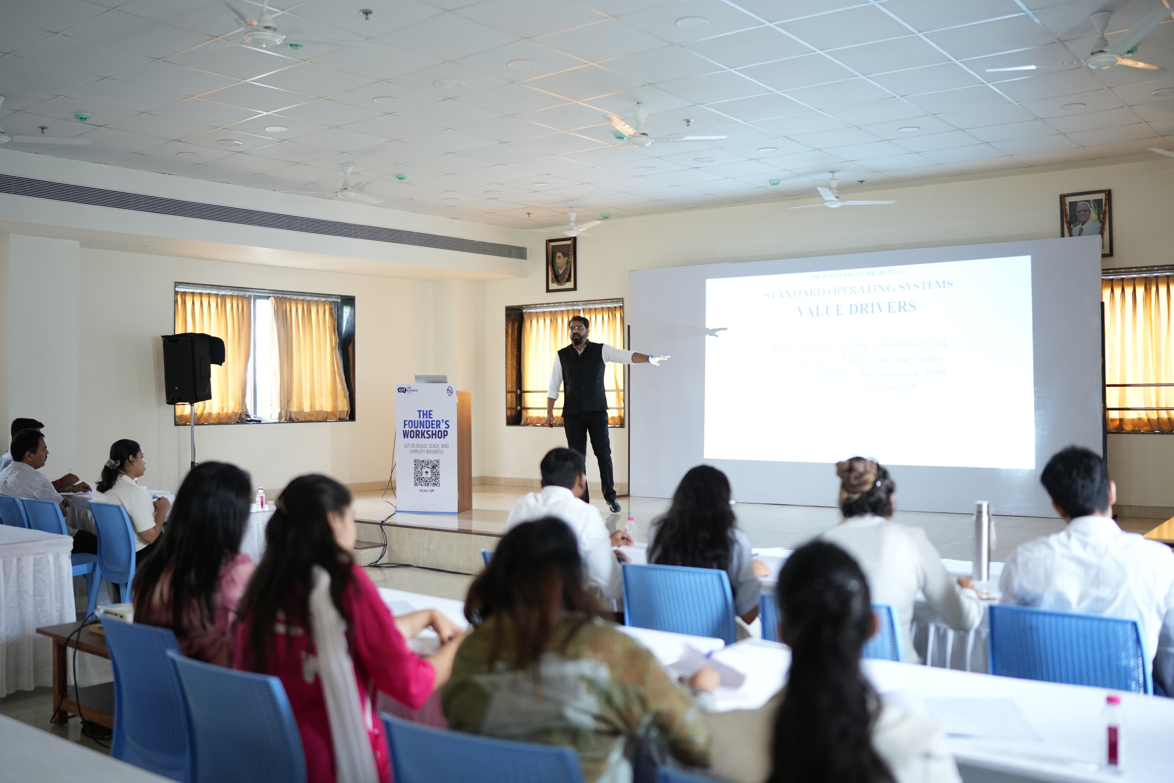 Workshop facilitator guiding founders